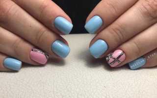 Розово голубой маникюр — идеи применения в 2021 году, модные сочетания и идеи украшения (115 фото)
